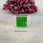 Green Turquoise Solid  925 Sterling Silver Men's Ring  Handmade Jewelry AK9962