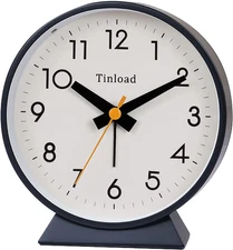 4.5" Battery Operated Antique Retro Analog Alarm Clock, Small Silent Bedside