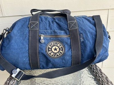 Vintage! Y2K KIPLING Large Blue Weekender DUFFLE Travel Bag **CLEAN**
