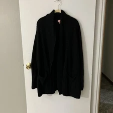 Evri Women’s Size 3X Black Long Sleeve Open Cardigan Sweater With Pockets