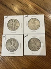 Silver 90%  Walking Liberty lot of 4 different dates coins - In Holders
