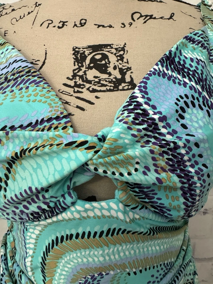 Traje de baño abstracto Jantzen talla 38D/DD Tankini Top ropa de resort con aros ojo de cerradura Foto 2 de 4