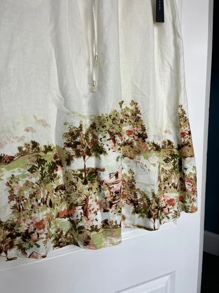 TAHARI LINEN MIDI SKIRT Printed Blend SIZE LARGE UK 14-16 - Image 3 of 4