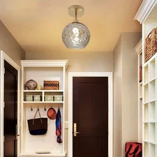 E26 Lamp Round Shape Ceiling Light Fixture, Modern Ceiling Mounted Indoor Lamp