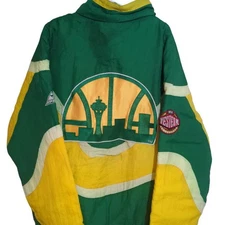 NBA Seattle Supersonics APEX ONE Jacket L Green Nylon Polyester Rare Item
