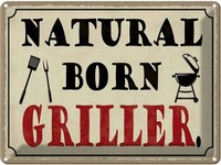 Blechschild 30X40 Cm Natural Born Griller Grillen Essen Trinken Deko Geschenk Me