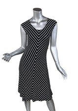 Calvin Klein Women’s Small Chevron Striped Scoop Neck Soft Stretchy Midi Dress