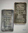 Lot of 2 - Vintage Credit Suisse Bars 1oz Fine Silver