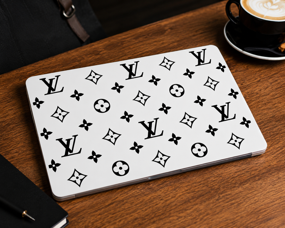 Black White Designer Inspired 15-inch Laptop Skin Vinyl Sticker Decal ...