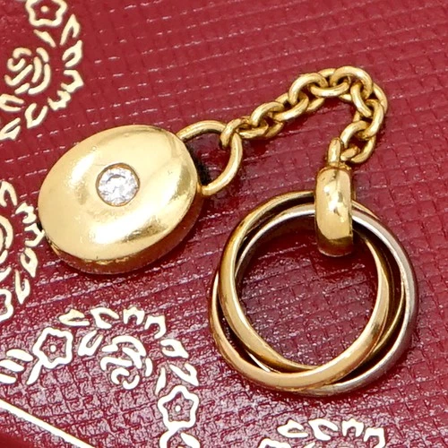 Cartier Trinity Ring Diamond Oval Pendant Top Charm 18K Gold Auth w/Box #286