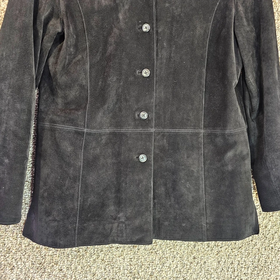 Chaqueta de cuero de gamuza Valerie Separates para mujer con cuello delantero con botones medianos Foto 2 de 4