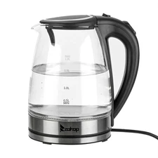 1500W 1.8L Electric Water Kettle BPA-Free Glass Tea Hot Water Fast Boiling LED
