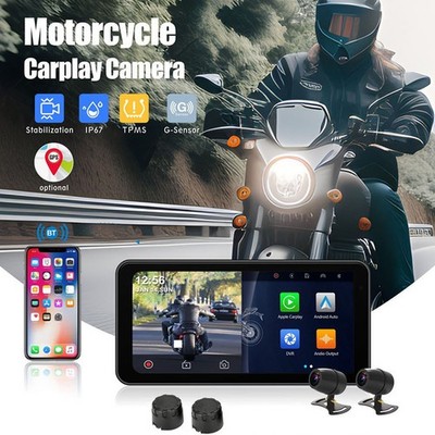6.25'' Motorcycle GPS Navigator Wireless CarPlay Android Auto with HD Camera IP67