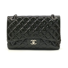 Chanel Classic Jumbo Patent Black Leather Women Bag