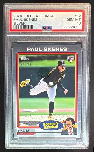 Paul Skenes 2024 Topps Chris Berman Boomer's Baseball #12 Silver RC /99 PSA 10