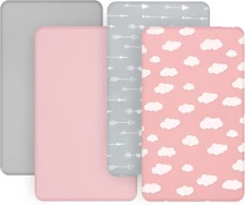 4-Pack Fitted Pack n Play Sheets for Graco Pack n Play Playards Soft&Breathable