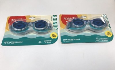 Speedo Googles Junior  Glide Print No Leak  Ages  6 14 Blue Spotted Print 2X New