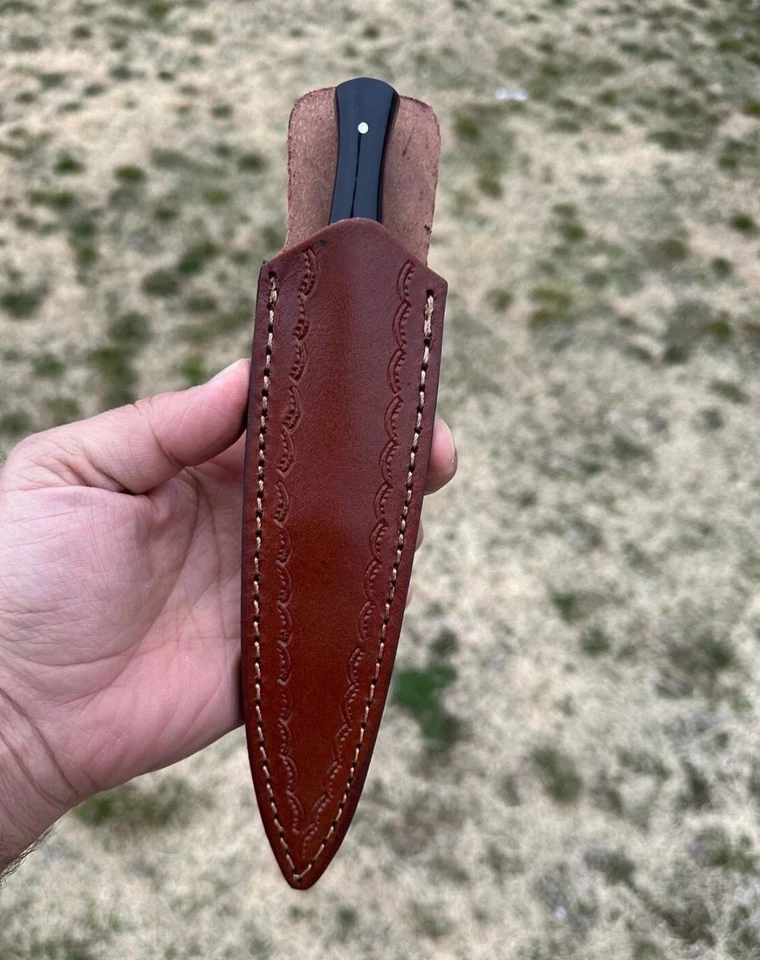 Faca de bota adaga personalizada Damasco dupla borda lâmina fixa ponta de agulha arremesso - Imagem 4 de 4