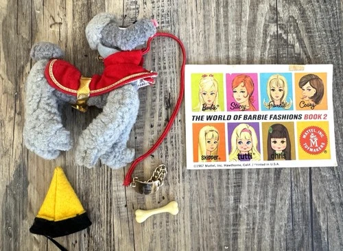 Dog N Duds #1613 Vintage Barbie Pet Dog Poodle Jane Pet W/ Accessories Bone +