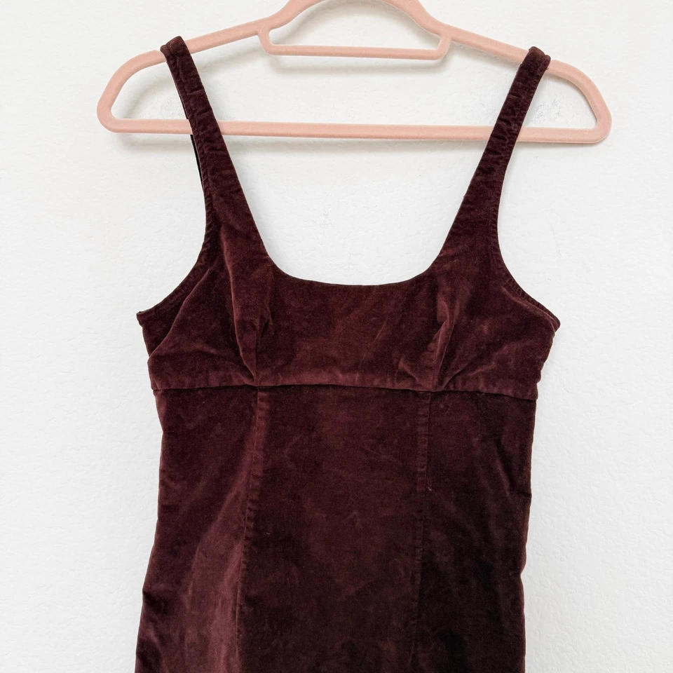 Y2K Urban Outfitters Women Velvet Dress Size XS Brown Mini Fairy Grunge Coquette - Image 2 of 4