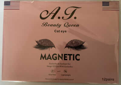 AT Beaut Queen 12 pairs magnetic eyelashes and eyeliner set Cat Eye Style
