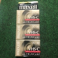 3 Maxell VHS C TC 30 HGX Gold Premium High Grade Blank Camcorder Videocassettes