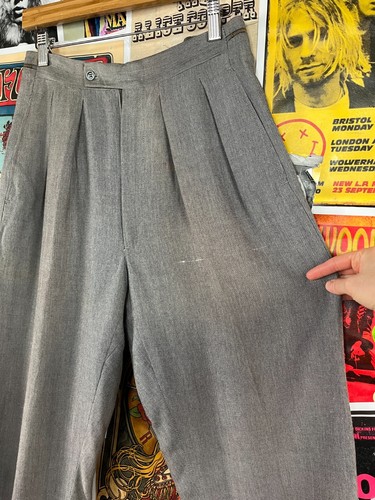 Vtg 60s Gray Sharkskin Pleated Cropped Menswear Trousers 28x24 Mod Deadstock - Picture 6 of 13