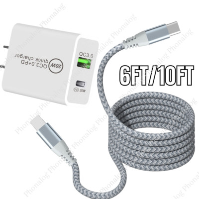  For iPhone 14 13 12 Fast Charger Cable Cord 20W USB C Power Adapter Cube Block