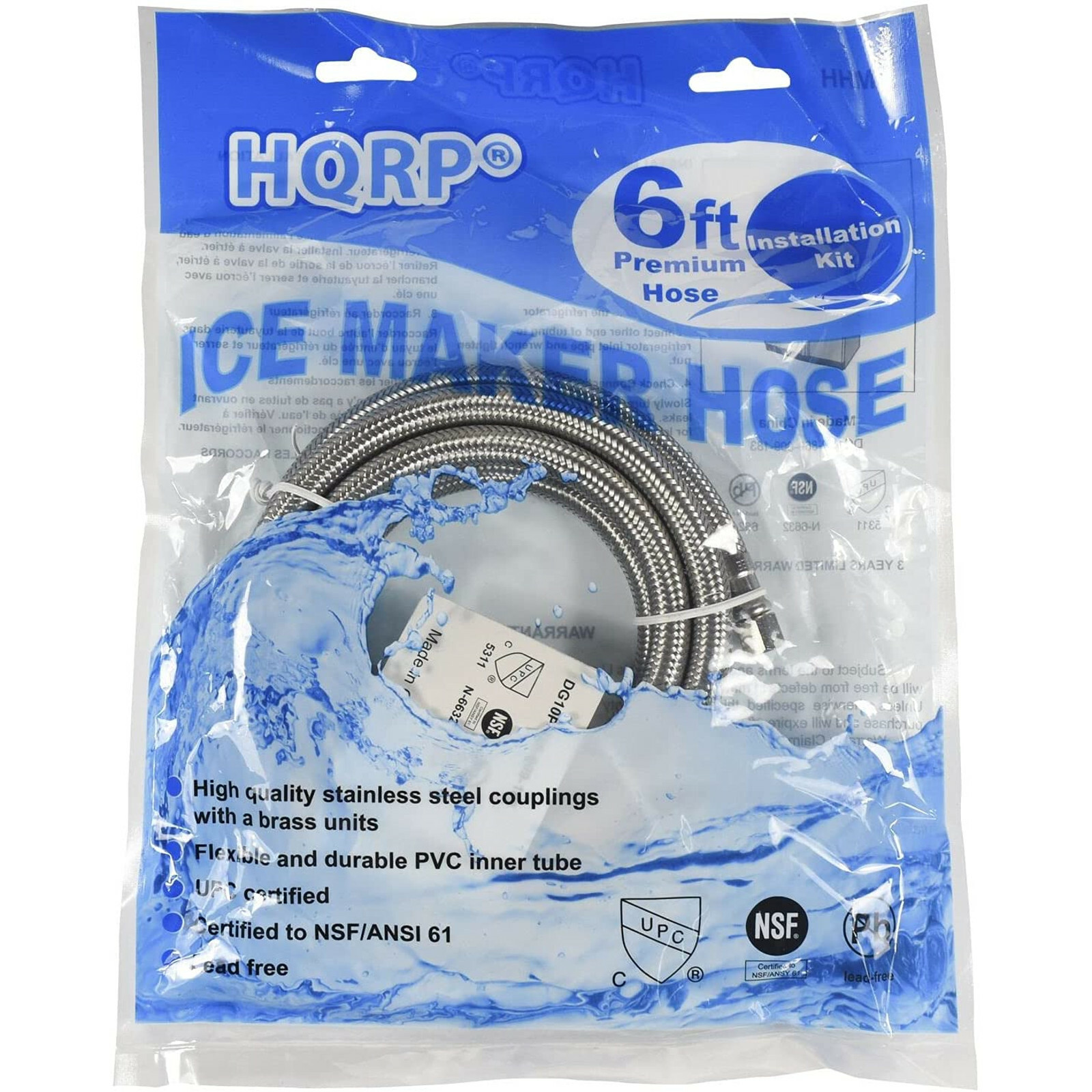 HQRP Stainless Steel Refrigerator / Ice Maker Hose Burst Proof Water