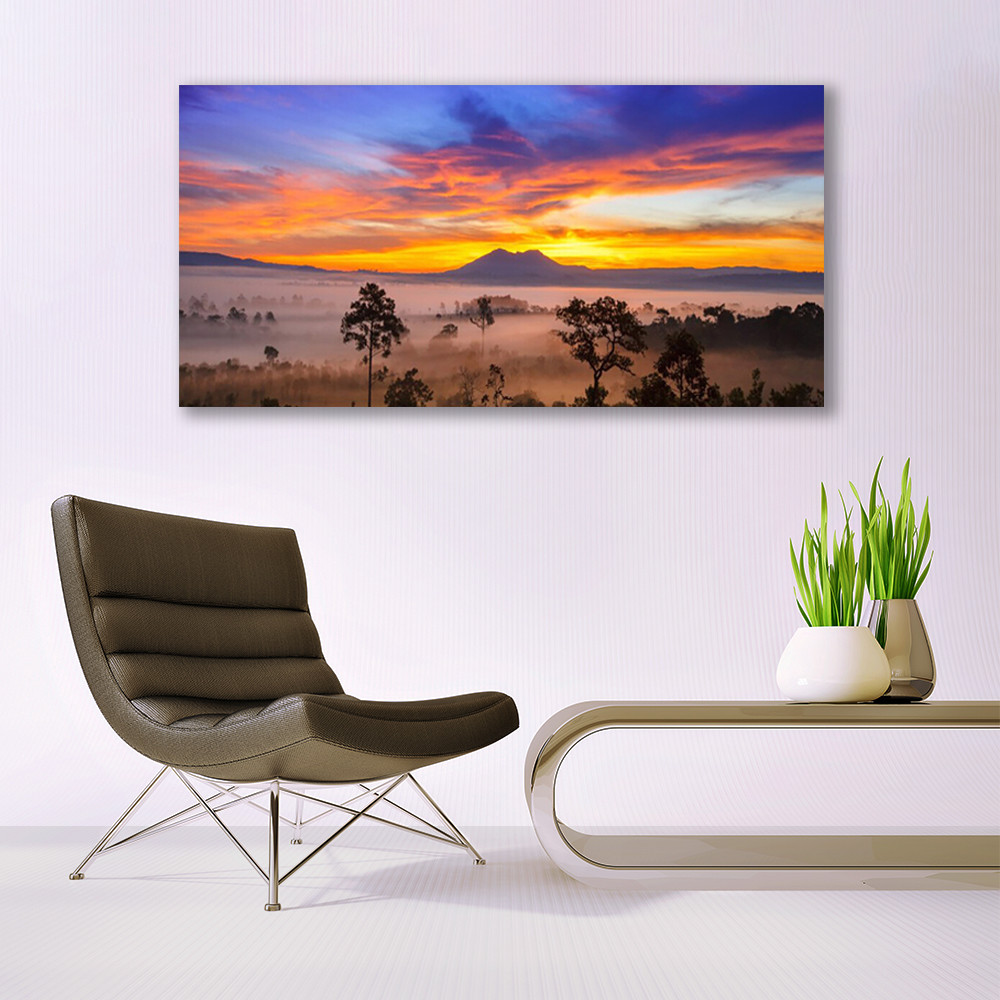 Tableau plexiglas paysage de brouillard 140x70 cm pour grand salon - 2