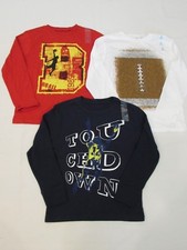 NEW LOT OF 3 BOYS THE CHILDREN S PLACE L/S SPORT GRAPHIC SHIRTS, SMALL 5/6