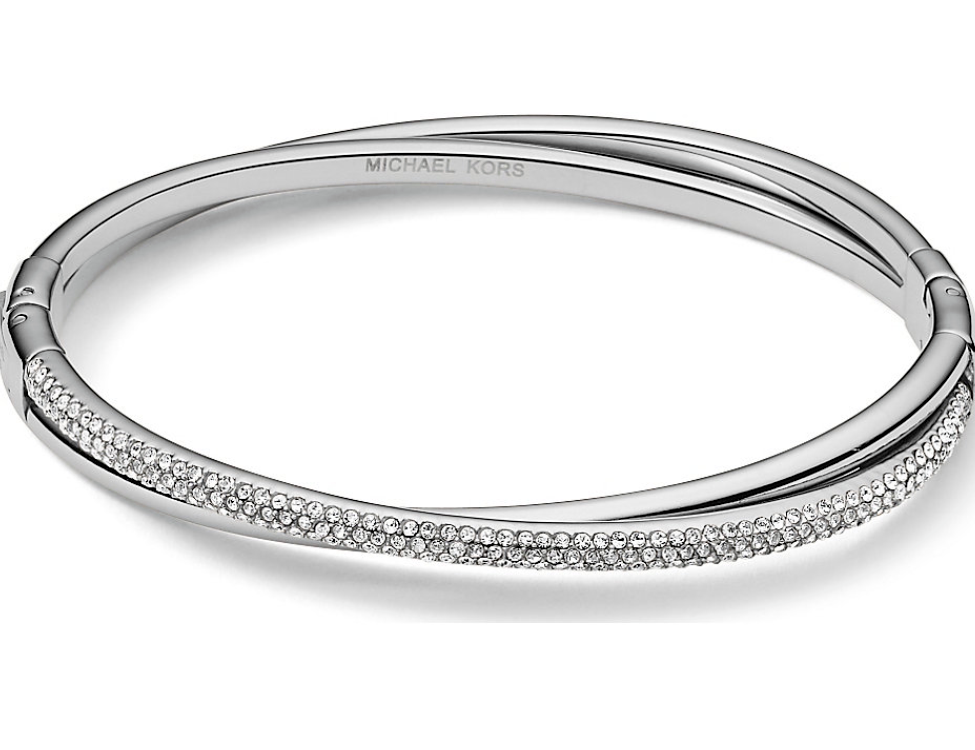 NEW MICHAEL KORS SILVER TONE,CRYSTALS PAVE CRISSCROSS BRACELET