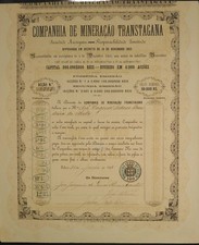 Co. de Mineracao Transtagana SA, Aktie, Lissabon, 1868, Top Erhaltung, DEKO