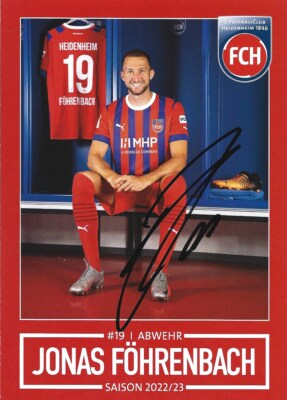 Jonas Föhrenbach, 1st FC Heidenheim 1846, autograph card 2022/2023, 22/23