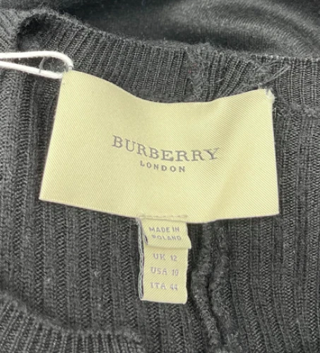 Vestido Vaina Burberry Tejido Negro Combo Lana/Cachemira Manga Larga Talla 10 Foto 4 de 4