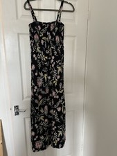 M&S Collection Beach/Holiday Black Floral Maxi Dress Size 12
