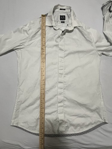Armani Exchange Men’s Blue White texture stripe dress shirt Medium * See Pic - Picture 10 of 21