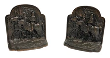 Bookends, Cast Iron, Copper Wash Knights/Crusaders on Horseback. Hubley 246