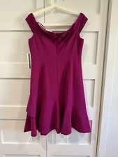 Eliza J Cocktail Formal Ruffle Off Shoulder Pink Purple Fuchsia Dress NWT 8