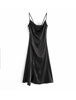 knee length dresses for ladies Organic Peace Silk Slip Midi Dress in Black – Ethical Kind