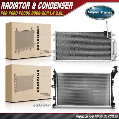Radiator & AC Condenser Cooling Kit for Ford Focus 2008 2009 2010 2011 L4 2.0L