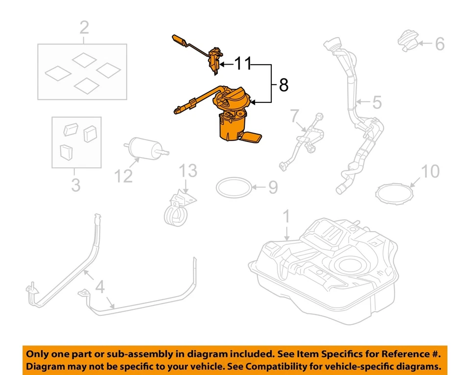 Used Fuel Pump fits: 2009 Ford Focus Pump Assembly Grade A - Image 3 of 4