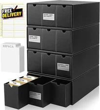 Trading Card Storage Box Includes 12 Pack with 50 Card Dividers Cardboard Tr....