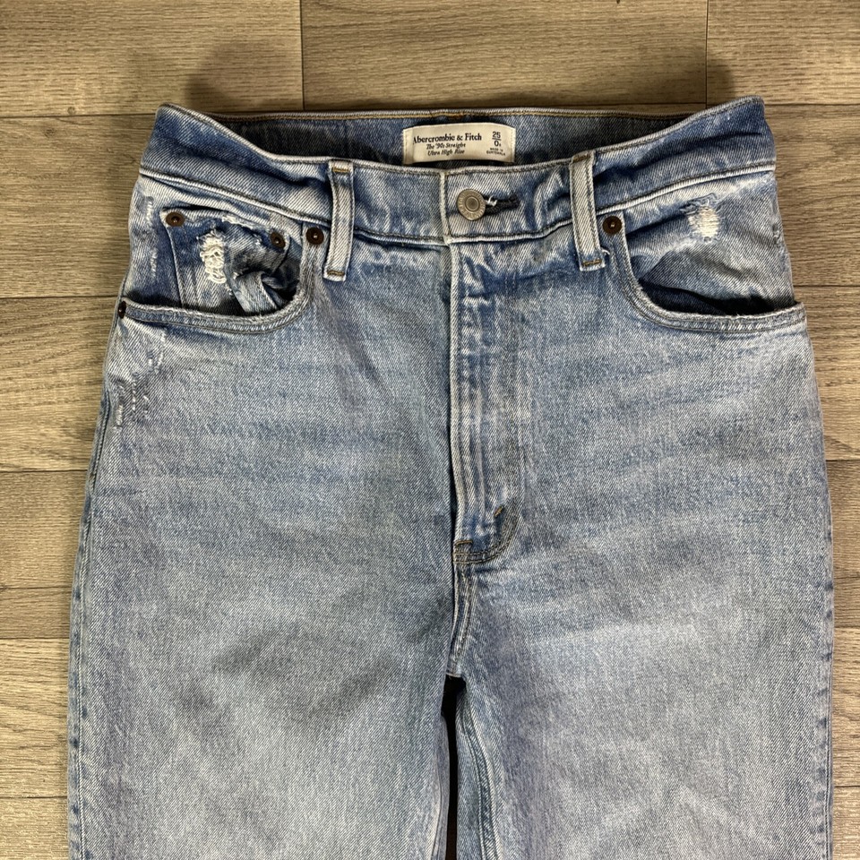 Abercrombie & Fitch Light Wash The 90's Straight Ultra High Rise Jeans