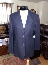 Donna Toran Navy Wool Blazer Outerwear Size 8