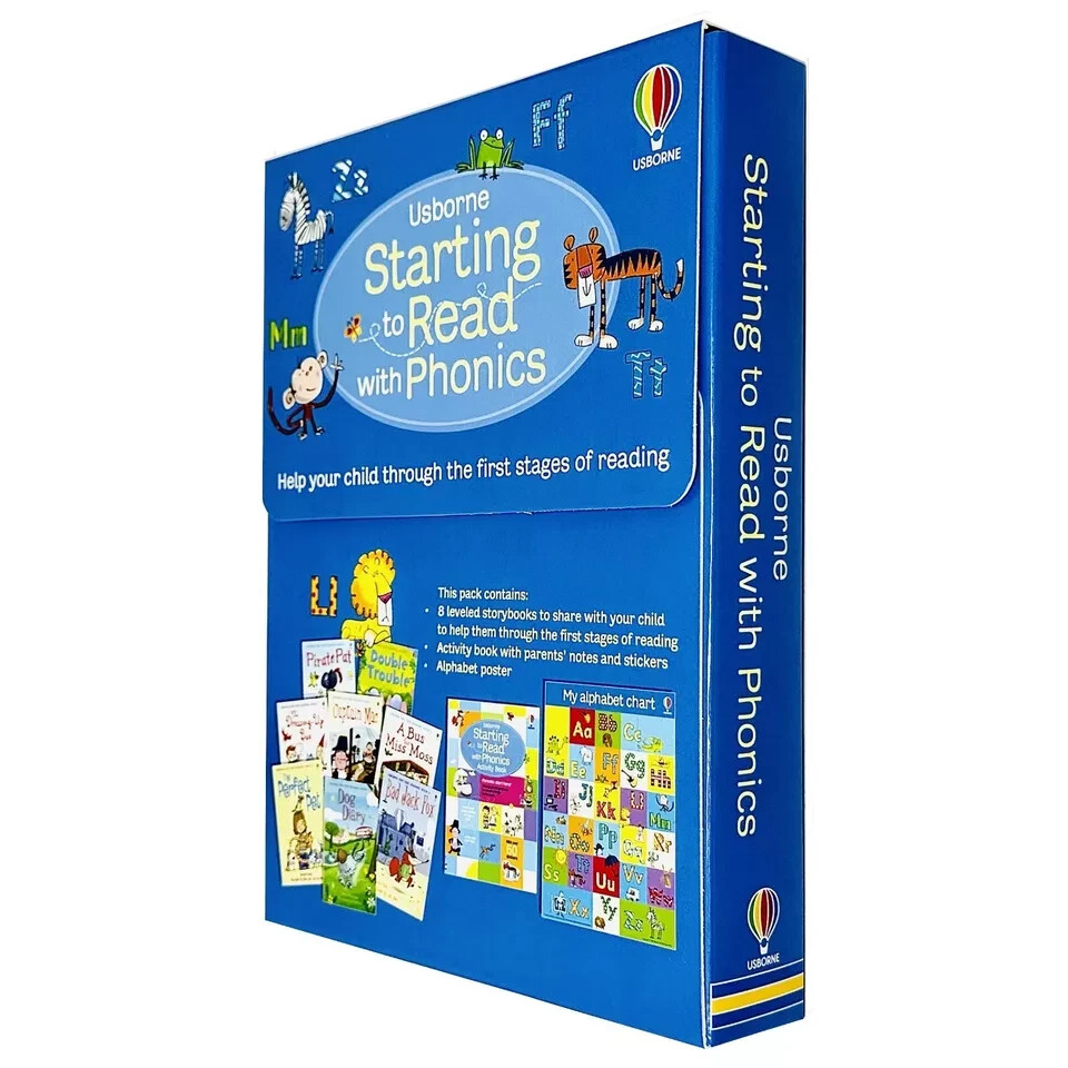 Usborne Starting to Read With Phonics 8 Books Collection Box Set With Activity