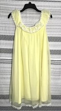 Mid Century Modern Peignoir Lingerie Night Gown Yellow w/lace Sz Sm No Tags
