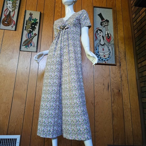 Vtg 90s Preppy Mall Rat Ditzy Rose Wide Leg Palazzo Pants EXPO Jumpsuit XS/S P - Picture 3 of 8