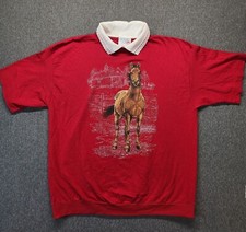 Vintage Morning Sun Pasture Farm Horse Crewneck T-Shirt Women s Size XL.