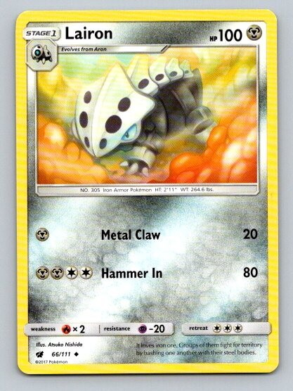 2017 Pokemon Card Crimson Invasion Lairon 66/111